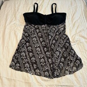 BloomChic Black Bandeau Camisole with White Floral Print